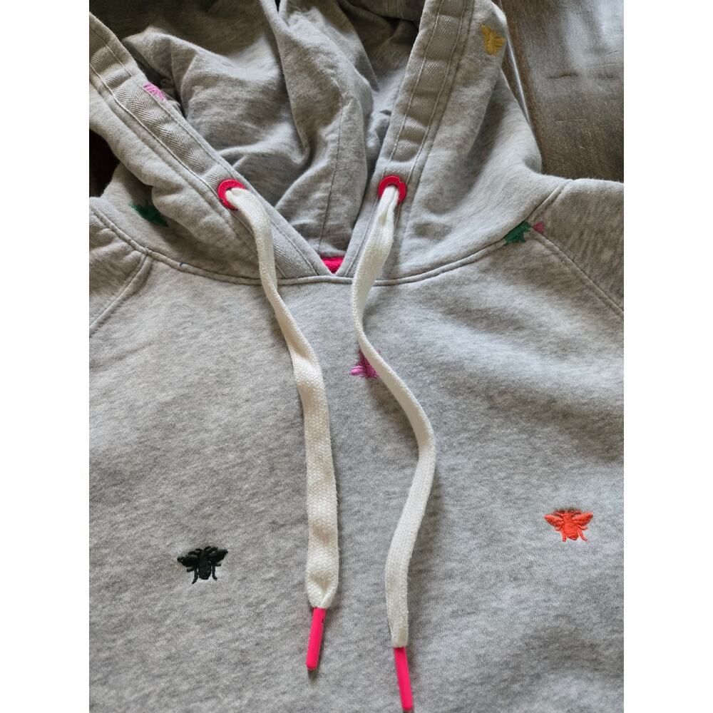 Joules Rainbow Bee Rowley Raglan Hooded Sweatshirt Gray Size 4 - Picture 8 of 12